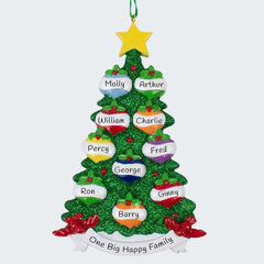 Family On Christmas Tree Personalized Ornament - 10 or 15 Family Members - FAMILY - 10 Family Members created by RUDOLPH AND ME and designed by Ornament Shop