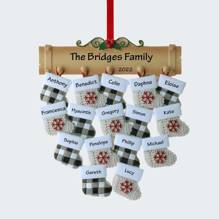 Family Stockings Personalized Ornament - 16 or 20 Family Members - FAMILY - 16 Family Members created by ORNAMENT SHOP