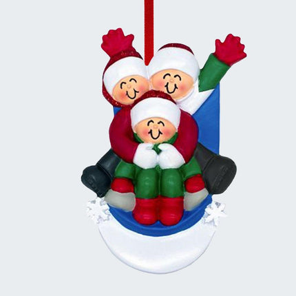 Family Sledding Personalized Ornament - 3, 5 Family Members - FAMILY - 3 Family Members created by ORNAMENT SHOP