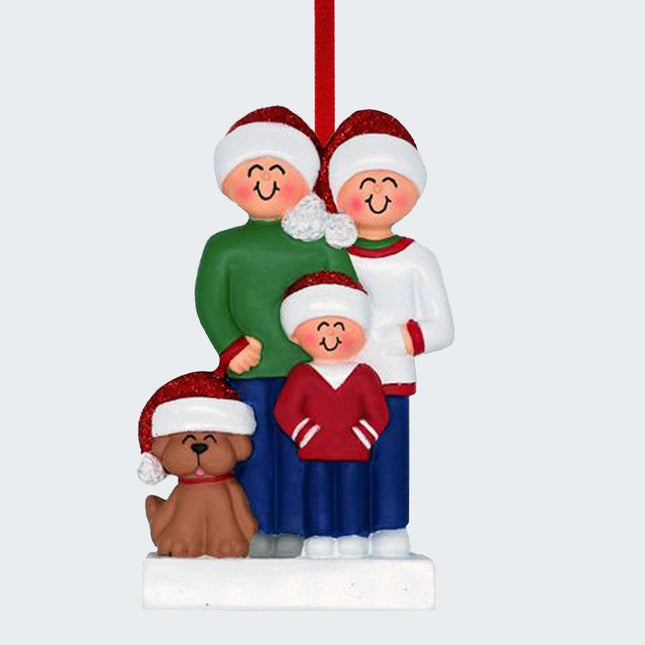 Family With Brown Dog Personalized Ornament - 3 or 4 Family Members - FAMILY - 3 Family Members created by ORNAMENT SHOP