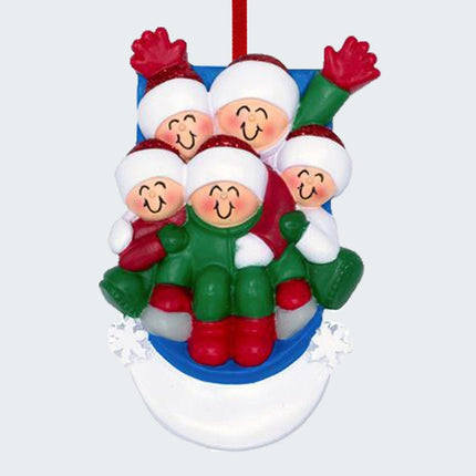 Family Sledding Personalized Ornament - 3, 5 Family Members - FAMILY - 5 Family Members created by ORNAMENT SHOP