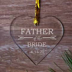 Father of The Bride Personalized Glass Heart Ornament created by ORNAMENT SHOP