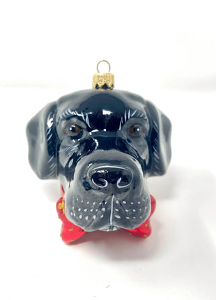 Black Lab Dog Head Holiday Polish Glass Christmas Ornament designed by Kenzies of London and by Personalized Ornamentshop