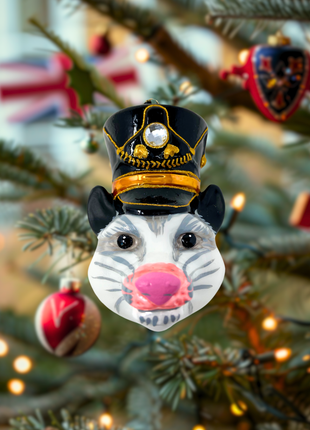 Opossum Nutcracker Head Polish Glass Christmas Ornament designed by Kenzies of London and by Personalized Ornamentshop