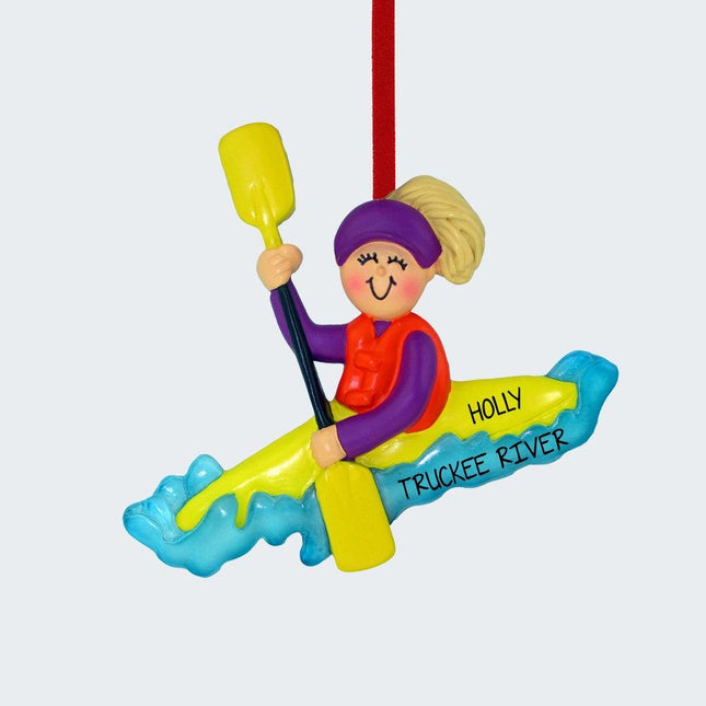 Kayaking Personalized Ornament - GENDER & HAIR COLOR - Female / Blonde created by ORNAMENT SHOP