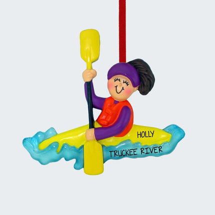 Kayaking Personalized Ornament - GENDER & HAIR COLOR - Female / Brunette created by ORNAMENT SHOP