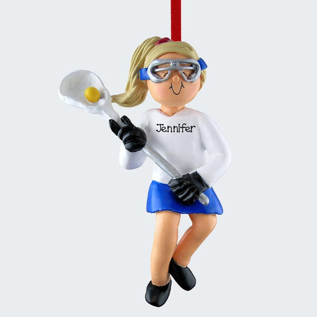 Lacrosse Female Personalized Ornament - HAIR COLOR - Blonde created by ORNAMENT SHOP