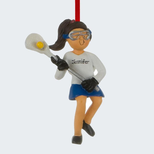 Lacrosse Female Personalized Ornament - HAIR COLOR - Brunette created by ORNAMENT SHOP