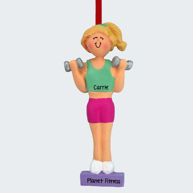 Weightlifter Female With A Barbell Personalized Ornament - HAIR COLOR - Blonde created by ORNAMENT SHOP