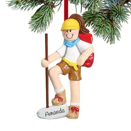 Hiker with Walking Stick Personalized Ornament created by RUDOLPH AND ME and designed by Ornament Shop