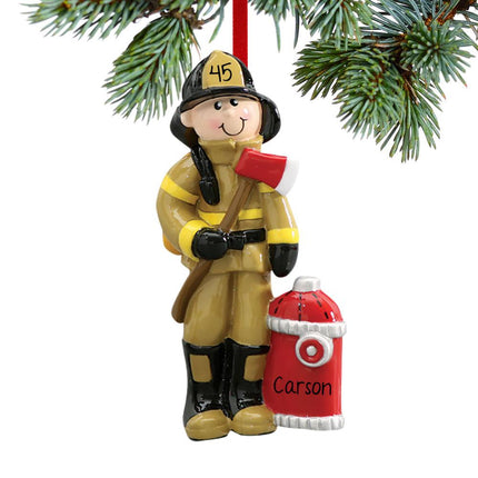 Fireman Holding an Axe by Red Fire Hydrant Ornament created by RUDOLPH AND ME and designed by Ornament Shop
