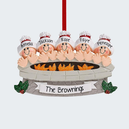 Firepit Family Personalized Ornament - 2, 3, 4, 5, 6 Family Members - FAMILY - 5 Family Members created by RUDOLPH AND ME and designed by Ornament Shop