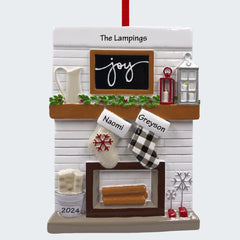 Fireplace Mantel Personalized Ornament - 2, 3, 4, 5, 6, 7, 8, 9, 10, 11, 12 Family Members - FAMILY - Couple / 2 Family Members created by ORNAMENT SHOP
