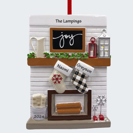 Fireplace Mantel Personalized Ornament - 2, 3, 4, 5, 6, 7, 8, 9, 10, 11, 12 Family Members - FAMILY - Couple / 2 Family Members created by ORNAMENT SHOP