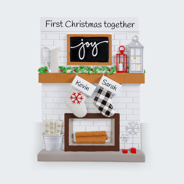 Fireplace Mantel Family Personalized Tabletop Ornament - 2, 3, 6, 8, 10, 11, 12 Family Members - FAMILY - Couple / 2 Family Members created by ORNAMENT SHOP