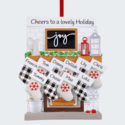 Fireplace Mantel Personalized Ornament - 2, 3, 4, 5, 6, 7, 8, 9, 10, 11, 12 Family Members - FAMILY - 10 Family Members created by ORNAMENT SHOP