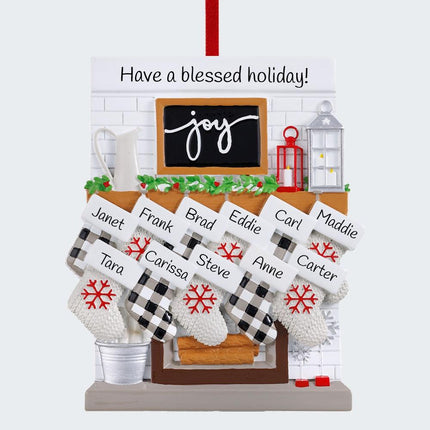 Fireplace Mantel Personalized Ornament - 2, 3, 4, 5, 6, 7, 8, 9, 10, 11, 12 Family Members - FAMILY - 11 Family Members created by ORNAMENT SHOP