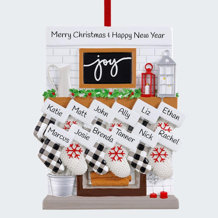 Fireplace Mantel Personalized Ornament - 2, 3, 4, 5, 6, 7, 8, 9, 10, 11, 12 Family Members - FAMILY - 12 Family Members created by ORNAMENT SHOP
