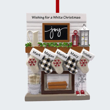 Fireplace Mantel Personalized Ornament - 2, 3, 4, 5, 6, 7, 8, 9, 10, 11, 12 Family Members - FAMILY - 5 Family Members created by ORNAMENT SHOP