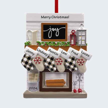 Fireplace Mantel Personalized Ornament - 2, 3, 4, 5, 6, 7, 8, 9, 10, 11, 12 Family Members - FAMILY - 6 Family Members created by ORNAMENT SHOP