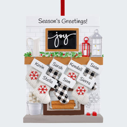 Fireplace Mantel Personalized Ornament - 2, 3, 4, 5, 6, 7, 8, 9, 10, 11, 12 Family Members - FAMILY - 7 Family Members created by ORNAMENT SHOP