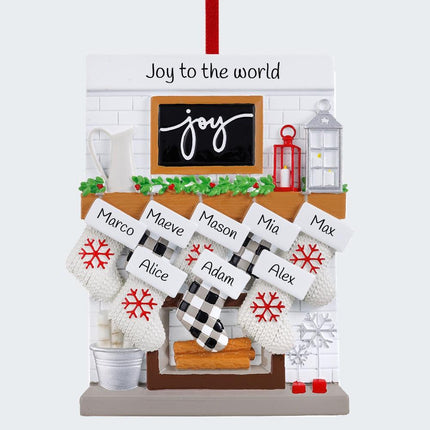 Fireplace Mantel Personalized Ornament - 2, 3, 4, 5, 6, 7, 8, 9, 10, 11, 12 Family Members - FAMILY - 8 Family Members created by ORNAMENT SHOP