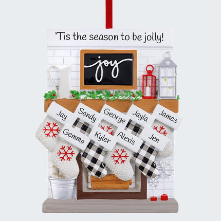 Fireplace Mantel Personalized Ornament - 2, 3, 4, 5, 6, 7, 8, 9, 10, 11, 12 Family Members - FAMILY - 9 Family Members created by ORNAMENT SHOP