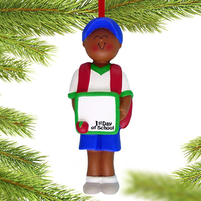 First Day of School Boy or Girl With Lunch Box Personalized Ornament - GENDER - Boy created by ORNAMENT SHOP