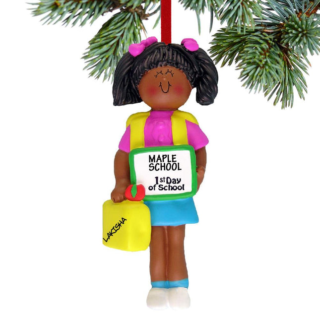 First Day of School Boy or Girl With Lunch Box Personalized Ornament - GENDER - Girl created by ORNAMENT SHOP