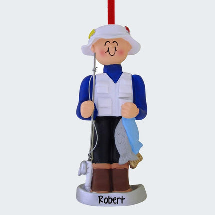 Fisherman Holding the Catch of the Day Ornament created by ORNAMENT SHOP