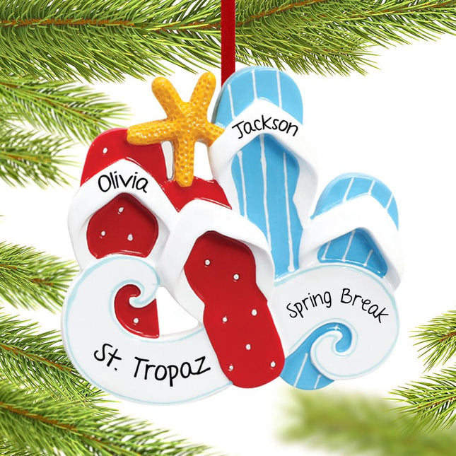 Flip Flops Family Personalized Ornament - 2, 3, 4, 6 Family Members - FAMILY - Couple created by RUDOLPH AND ME and designed by Ornament Shop