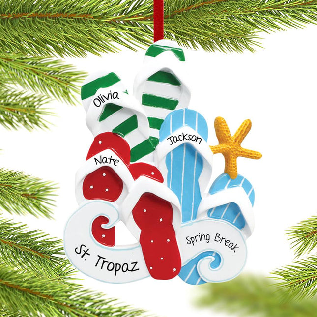 Flip Flops Family Personalized Ornament - 2, 3, 4, 6 Family Members - FAMILY - 3 Family Members created by RUDOLPH AND ME and designed by Ornament Shop