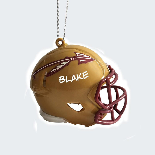 University Football Helmet Personalized Glass Ornament