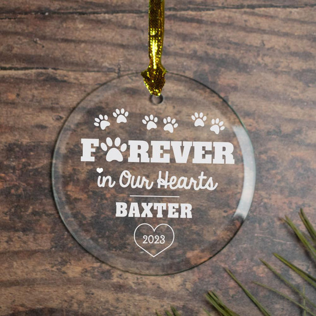 Forever in Our Hearts Personalized Glass Ornament - DESIGN - Dog Paws created by ORNAMENT SHOP