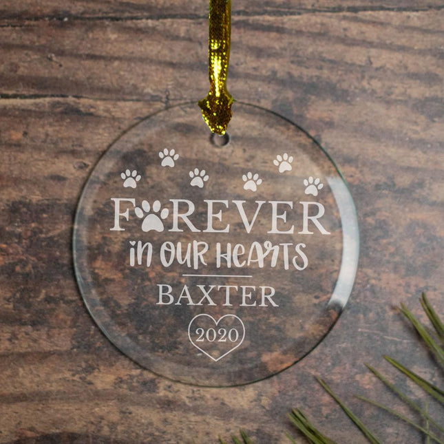 Forever in Our Hearts Personalized Glass Ornament - DESIGN - Cat Paws created by ORNAMENT SHOP