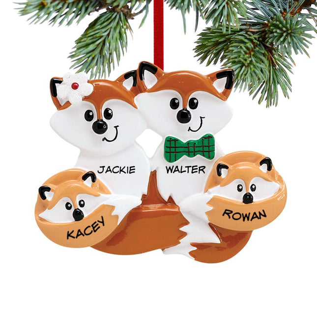 Fox Family Personalized Ornament - 3, 4, 5, 6, 7, 8 Family Members - FAMILY - 4 Family Members created by RUDOLPH AND ME and designed by Ornament Shop