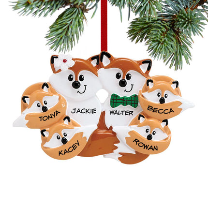 Fox Family Personalized Ornament - 3, 4, 5, 6, 7, 8 Family Members - FAMILY - 6 Family Members created by RUDOLPH AND ME and designed by Ornament Shop