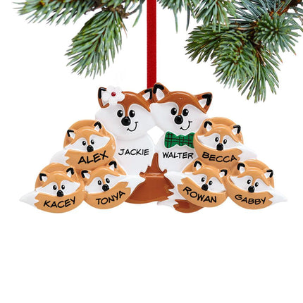 Fox Family Personalized Ornament - 3, 4, 5, 6, 7, 8 Family Members - FAMILY - 8 Family Members created by RUDOLPH AND ME and designed by Ornament Shop