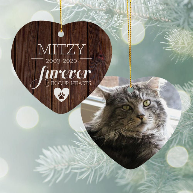 Furever in Our Hearts - Cat Ceramic Heart Ornament created by ORNAMENT SHOP