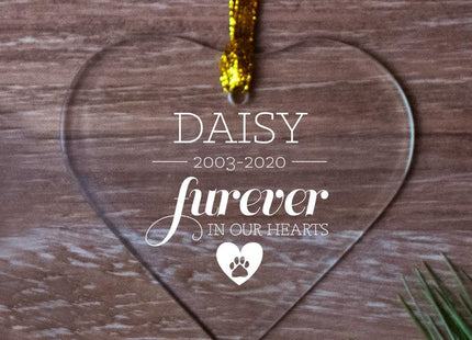 Furever in Our Hearts - Dog Personalized Glass Heart Ornament