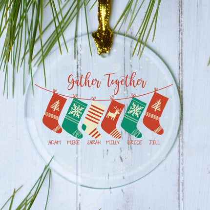 Gather Together Stockings Personalized Glass Ornament - 5 or 6 Family Members - FAMILY - 6 Stockings created by ORNAMENT SHOP