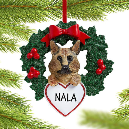 German Shepherd Dog with Wreath Ornament created by RUDOLPH AND ME and designed by Ornament Shop