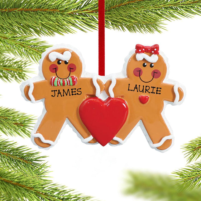 Gingerbread Family Personalized Ornament - 2, 3 or 7 Family Members - FAMILY - Couple / 2 Family Members created by RUDOLPH AND ME and designed by Ornament Shop