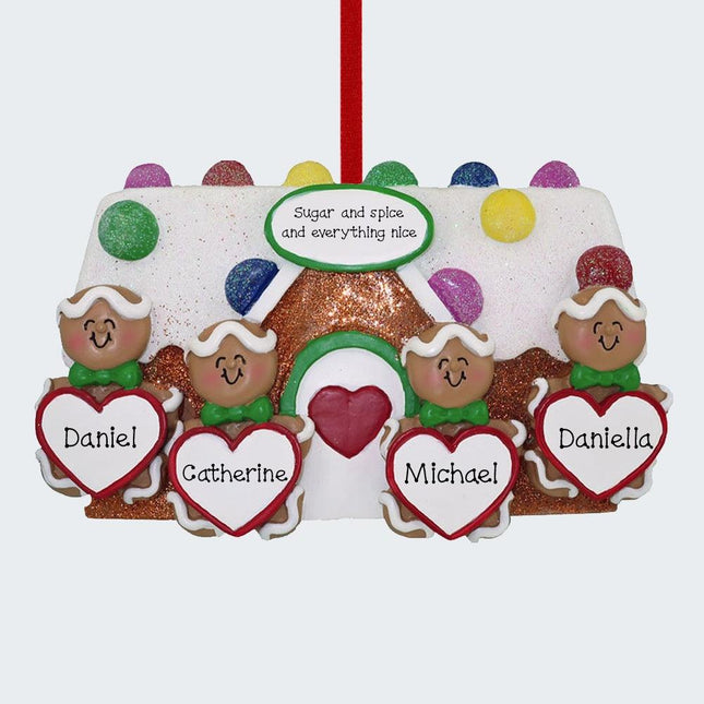 Gingerbread Family Personalized Ornament - 4 or 5 Family Members - FAMILY - 4 Family Members created by ORNAMENT SHOP