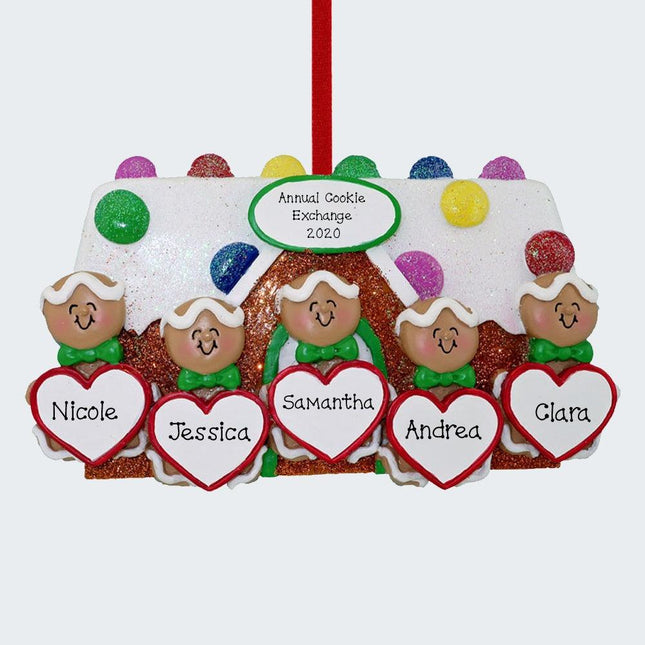 Gingerbread Family Personalized Ornament - 4 or 5 Family Members - FAMILY - 5 Family Members created by ORNAMENT SHOP