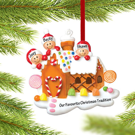 Gingerbread House Family Personalized Ornament - 3, 4, 5, 6 Family Members - FAMILY - 3 Family Members created by ORNAMENT SHOP