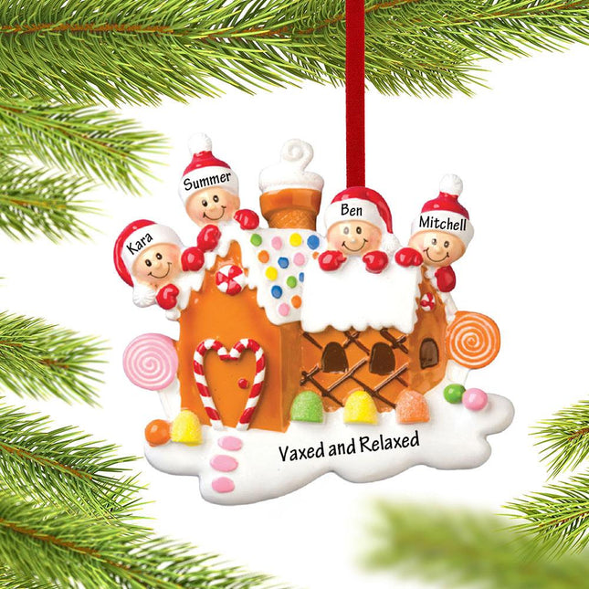 Gingerbread House Family Personalized Ornament - 3, 4, 5, 6 Family Members - FAMILY - 4 Family Members created by ORNAMENT SHOP