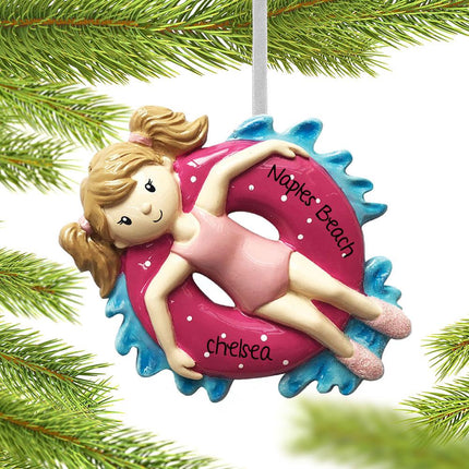 Girl Relaxing on Inner Tube Ornament created by ORNAMENT SHOP