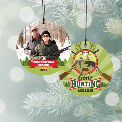 Gone Hunting Personalized Wood Ornament created by ORNAMENT SHOP