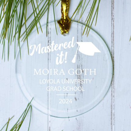 Grad School Personalized Glass Ornament created by ORNAMENT SHOP